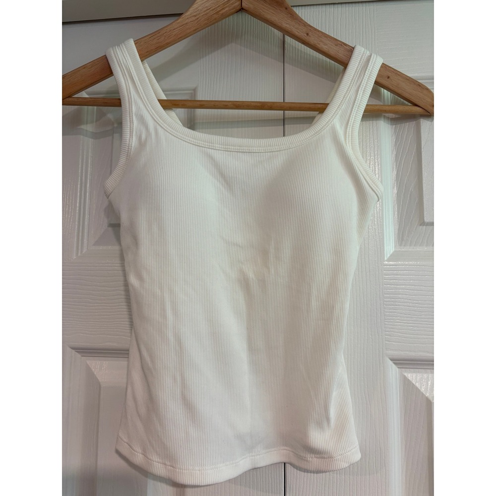 Verish Ivory Square Neck Tank Top w/ Soft Cup Bra Women's S NWT
